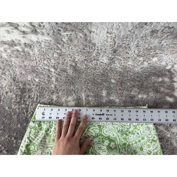 Paraphrase Size 8 Paisley A Line Mini Skirt Green Zip Cotton Blend Stretch - Picture 5 of 8